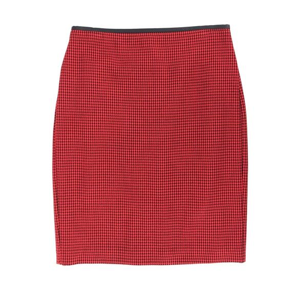 ๐ด EXPRESS red & black houndstooth print pencil skirt - Picture 2 of 6